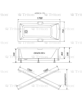 Акриловая ванна Triton Алекса 170x75 